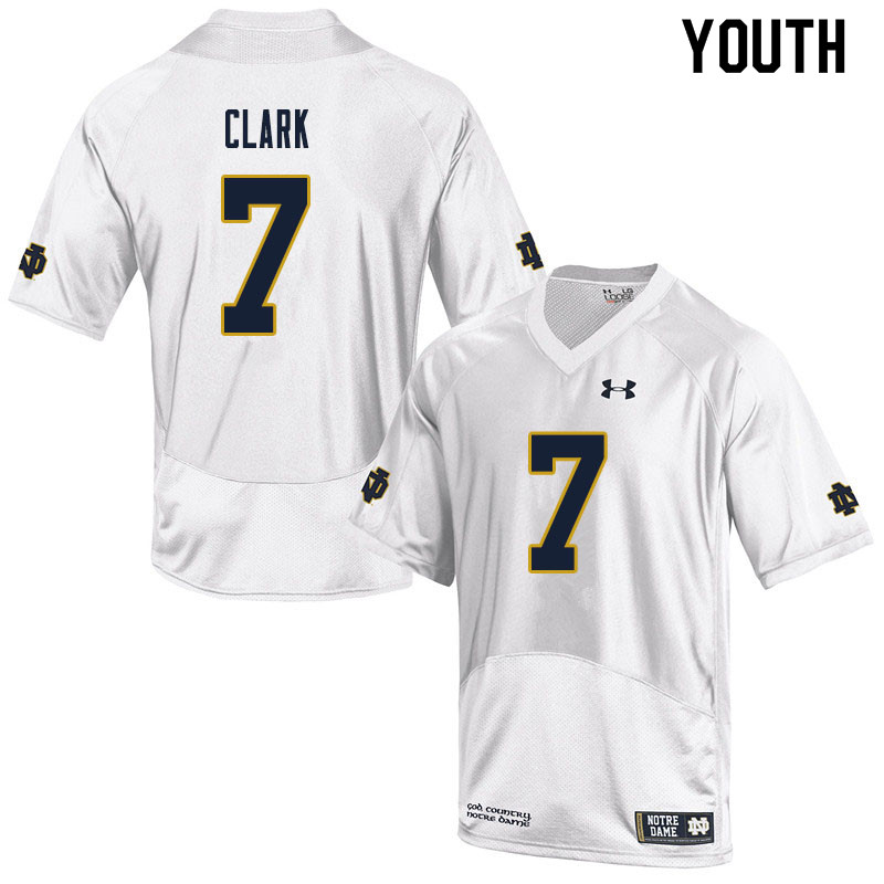 Youth #7 Brendon Clark Notre Dame Fighting Irish College Football Jerseys Sale-White - Click Image to Close